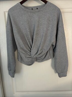Women's Gray Twist-Front Pullover Top